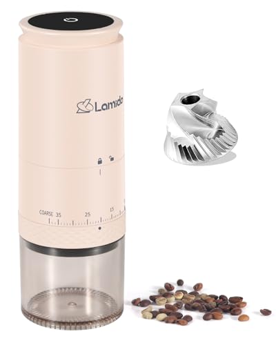 Portable Electric Burr Coffee Grinder (Light Beige)