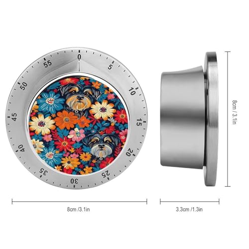 Colorful Schnauzer Flowers Kitchen Timer (Style-4 / One Size)