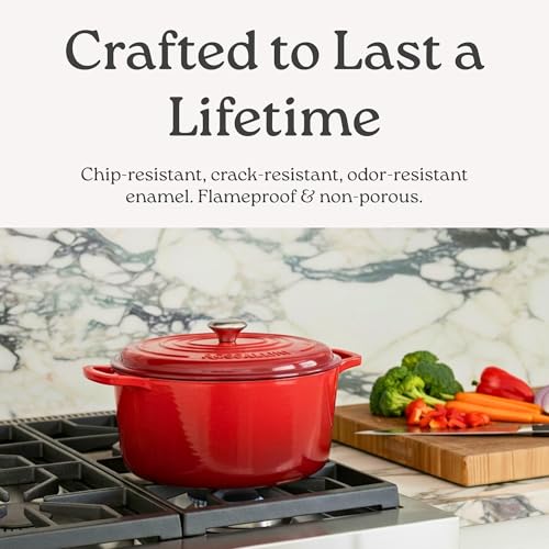Enameled Cast Iron Oval Dutch Oven with Lid (8Q / Indigo Blue)
