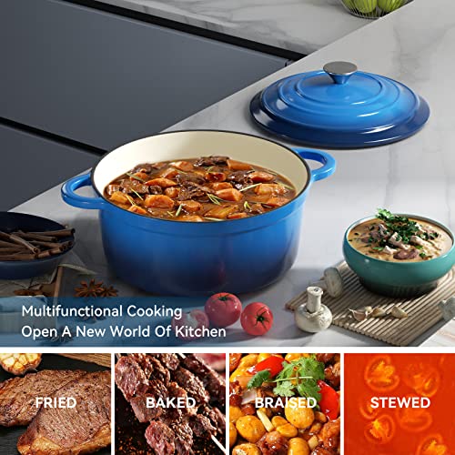 4.5 Quart Enameled Dutch Oven Pot with Lid (4.5 QT / Dark Blue)