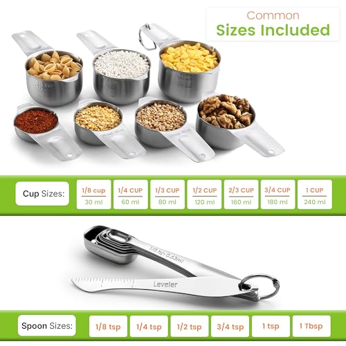 Stainless Steel Measuring Cups and Spoons Set of 14 w