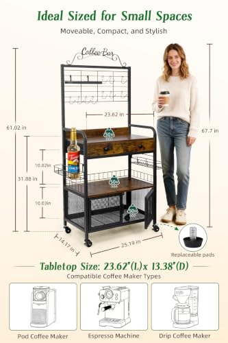 Coffee Cart with Wheels