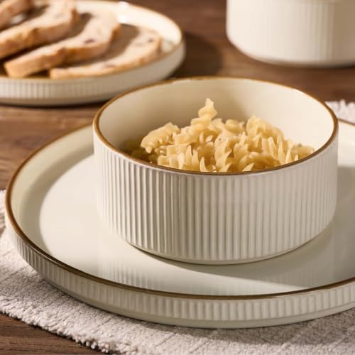 Stoneware Dinnerware Set with Trim