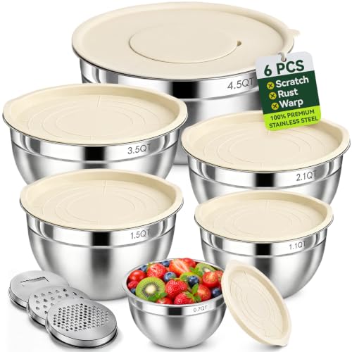 Stainless Steel Mixing Bowls (Beige)