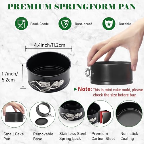 4 Inch Springform Pan Mini Baking Mold Round Leakproof Nonstick Removable Bottom Bakeware for Mini Cheesecakes