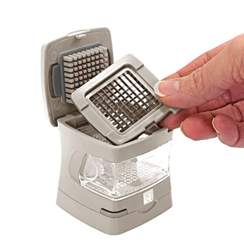Garlic-A-Peel Garlic Press, Crusher, Cutter, Mincer, and Storage Container - Includes Silicone Garlic Peeler - Easy to Clean - Stainless Steel Blades – standard
