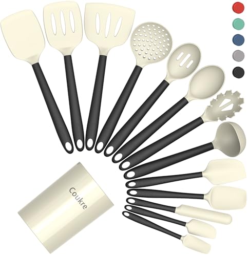 Silicone Kitchen Cooking Utensils Set with Holder