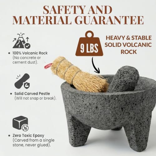 The Original Molcajete Mexicano Bowl Handmade of Authentic Lava Rock
