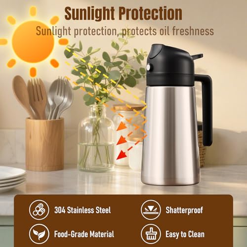 Olive Oil Sprayer for Cooking (Stainless steel-Black)