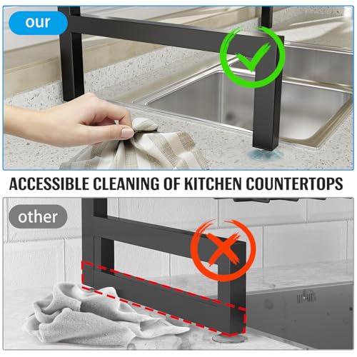 4 Baskets 2 Tier Over The Sink Dish Drying Rack (Black / 2 tiers 4 baskets)