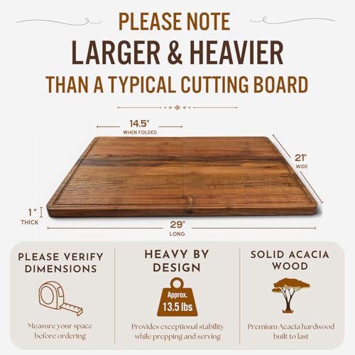 Extra Large Foldable Stovetop Cover Cutting Board (Acacia Wood)