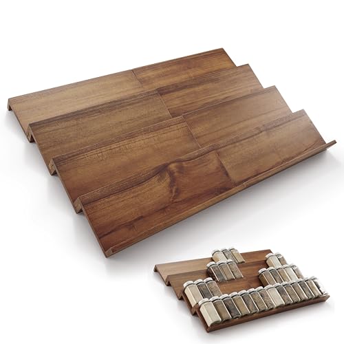 Acacia Wooden Spice Rack Organizer for Cabinet