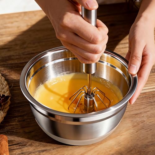 Stainless Steel Mixing Bowls Set with Lids & Silicone Base (Khaki)