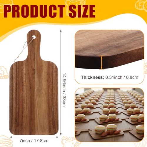 18 Pcs Cutting Board Bulk 15" x 7" Acacia Wood Chopping Board with Handle Wood Charcuterie Plank Engraving Serving Kitchen Planks for Wedding Housewarming Gift (15" X 7" / Acacia)