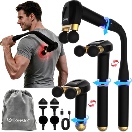 2-in-1 Detachable Muscle Massage Gun Deep Tissue with 20'' Extension Handle, Back and Neck Massager for Pain Relief, Handheld Massager for Shoulder Lower Back Leg Waist, FSA-HSA Eligible