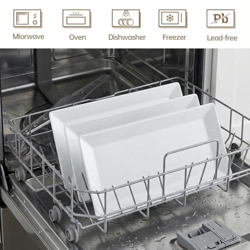 12" Serving Platters Rectangular Serving Plates Set of 4 Large Ceramic Serving Plates Porcelain Serving Tray Turkey Platter White Serving Plate for Steak Appetizer Dessert Oven Dishwasher Safe