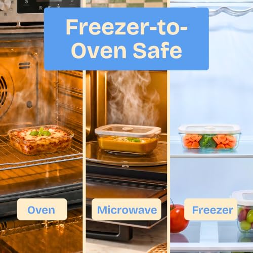 Non Toxic Glass Food Containers with Lids (Gray / 21 Oz)