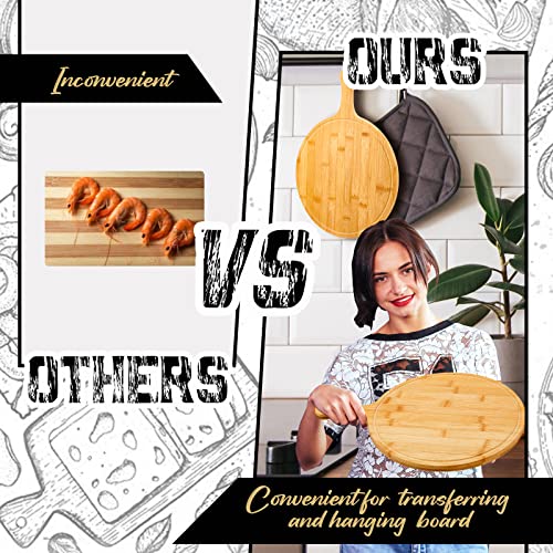 20 Pcs Round Acacia Wood Cutting Board with Handle