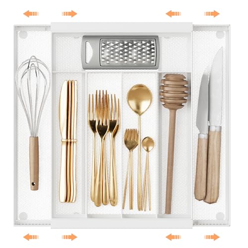 Metal Silverware Organizer Wired Drawer Organizer Utensils Organizer Metal Silverware Tray for Kitchen Drawers