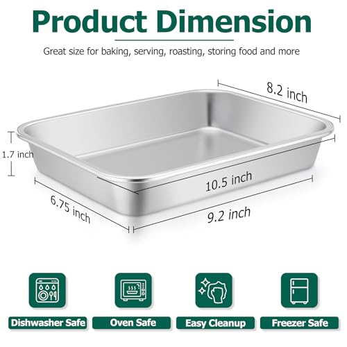 10.5’’ x 8’’ x 1.7’’ Stainless Steel Lasagna Pan Set