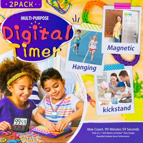 2 Pack Digital Timer for Kids Teacher Classroom Kitchen Office (2 Pack* Majestic Black / 2 Pack)