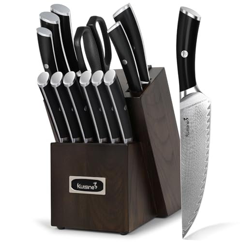 KITCHEN KNIVES SET WITH BLOCK BUILT IN SHARPENER