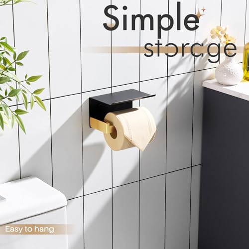 Toilet Paper Holders Toilet Paper Roll Holder Stainless Steel Matte Black All Metal Wall Mounted