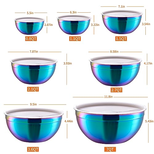 Colorful Mixing Bowls with Airtight Lids (Colorful / 7 Pieces)