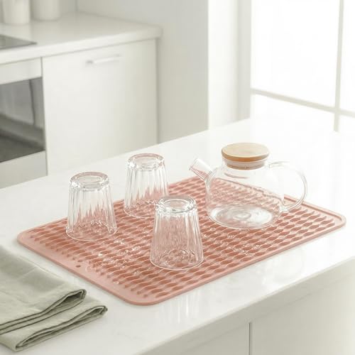 Silicone Dish Drying Mat (Pink / 16"L x 12"W)