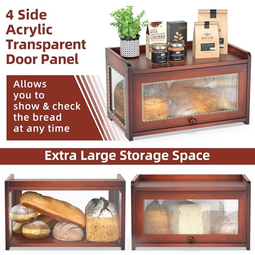 Bamboo Bread Box for Kitchen Countertop (Rustic)