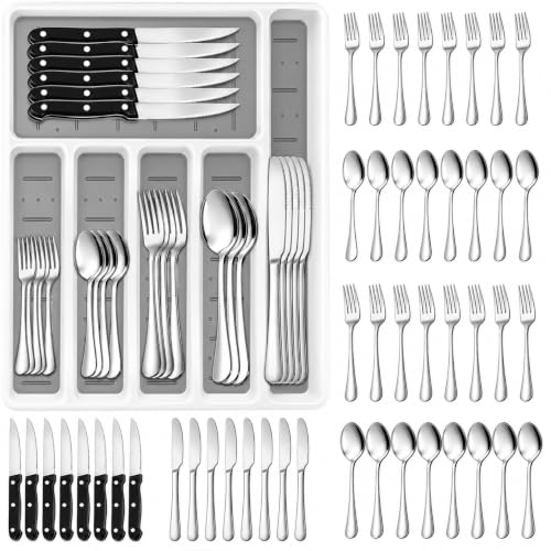 49 Piece Silverware Set with Organizer