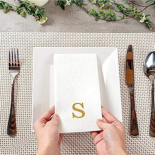 Luxenap Rectangle Gold Letter A White Paper Linen