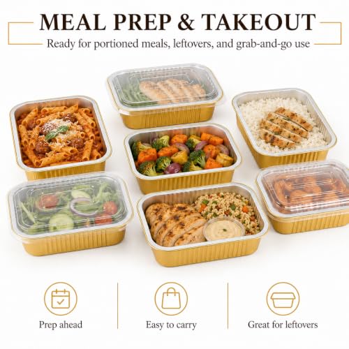 Aluminum Pans with Lids Heavy Duty Tin Foil Food Containers with Lids
