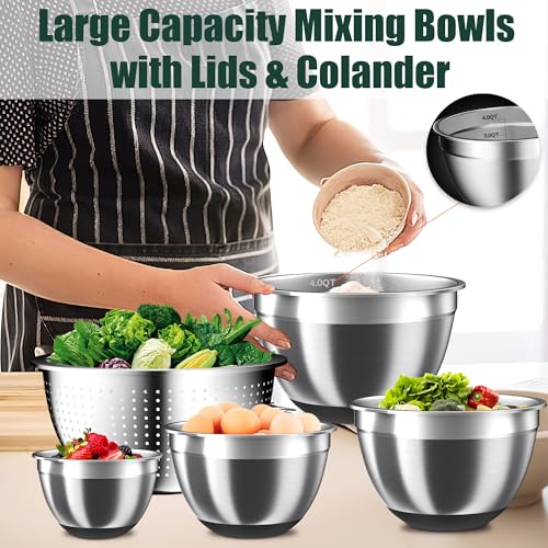Mixing Bowls with Airtight Lids Set (Black)