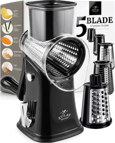 Rotary Cheese Grater 5 Blade With Reinforced Suction Base