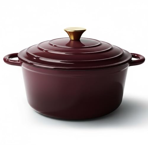 Vintage Style 6 Quart Dutch Oven Pot with Lid (Fig / 6 QT Round)