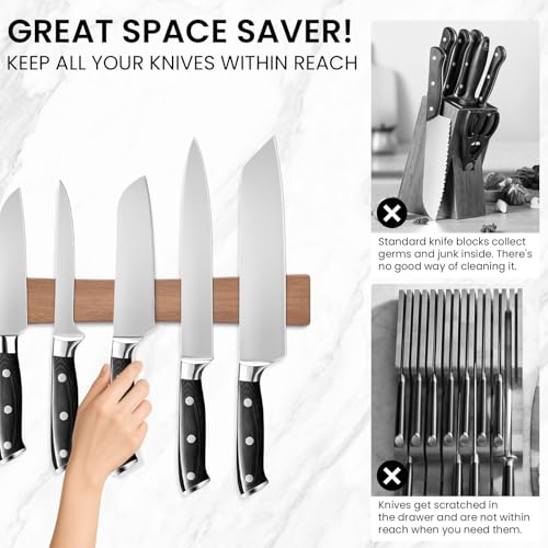 Large Magnetic Knife Strips (24 Inch / Wood Curved)