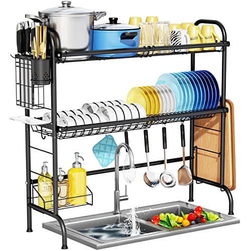 3 Tier Over The Sink Dish Drying Rack (3 Tier,black)