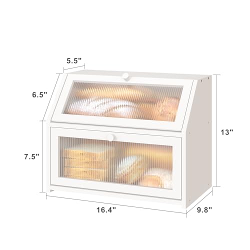 White Bread Box for Kitchen Counter (White / Large)