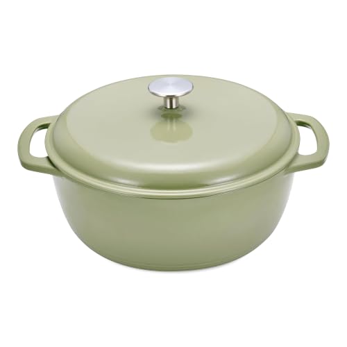 Enameled Cast Iron Dutch Oven Pot With Lid (4.3 Qt / Olive)