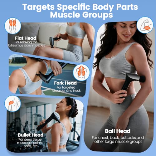 2-in-1 Detachable Muscle Massage Gun Deep Tissue with 20'' Extension Handle, Back and Neck Massager for Pain Relief, Handheld Massager for Shoulder Lower Back Leg Waist, FSA-HSA Eligible