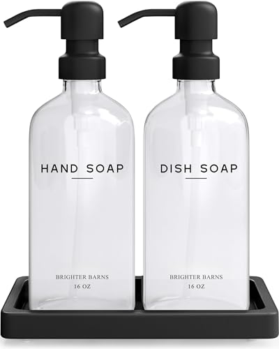 Glass Soap Dispenser Set with Tray