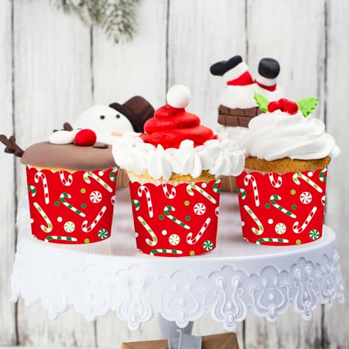 100Pcs Holiday Paper Baking Cups Colorful Cupcake Wrappers Scalloped Edge Cupcake Muffin Cases Dessert Decoration