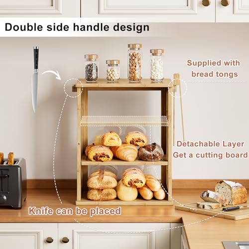 Bread Box for Kitchen Countertop (Natural / Extra Large)