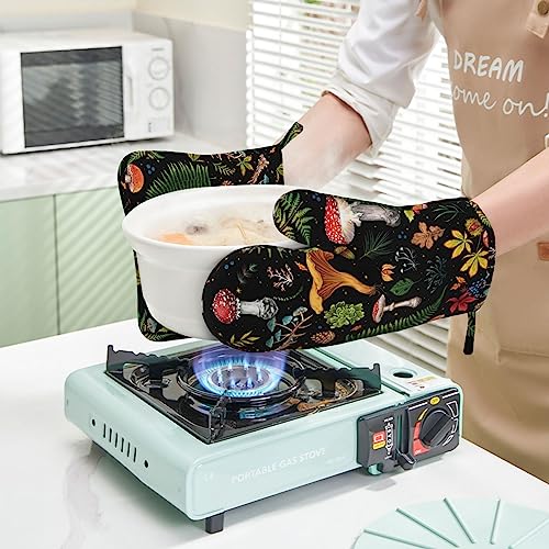 Oven Mitts and Pot Holders Sets Silicone Kitchen Mitts Potholders Heat Resistant 4Pcs Oven Gloves Hot Pads for Kitchen Baking Cooking BBQ Grilling