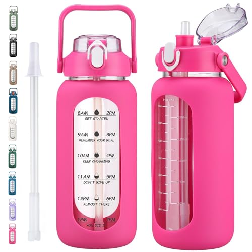 Glass Water Bottles with Straw