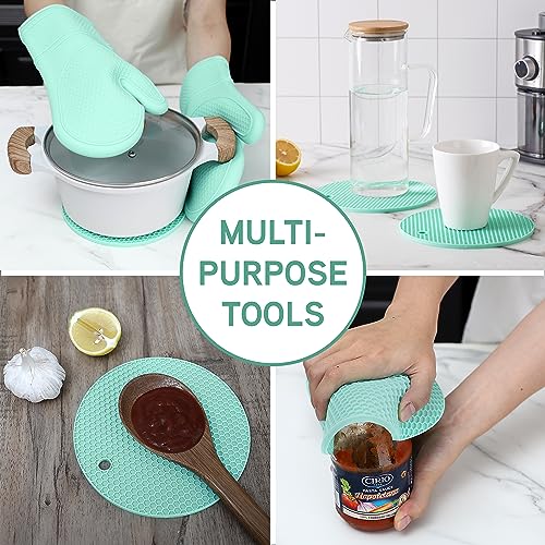 Silicone Oven Mitts (Mint / Mitt Set)