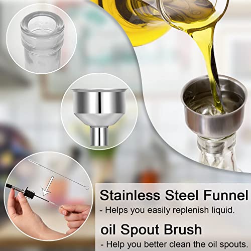 8 oz (250ml) Oil and Vinegar Dispenser Set - 2PCS Olive Oil Dispenser Bottles, Syrup Dispenser & Kitchen Oil Bottles with Pour Spouts and Funnel (Transparent color)