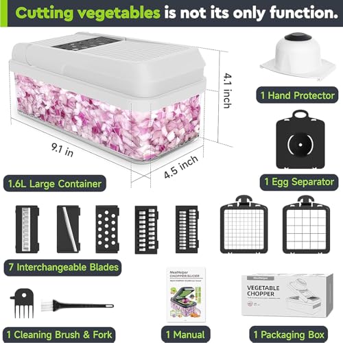 12-in-1 Vegetable Chopper, Food Veggie Chopper With Container (Black / 7 blades)