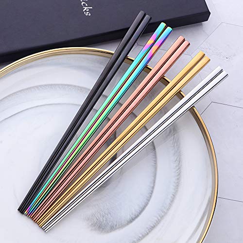 5 Pair Stainless Steel Chopsticks